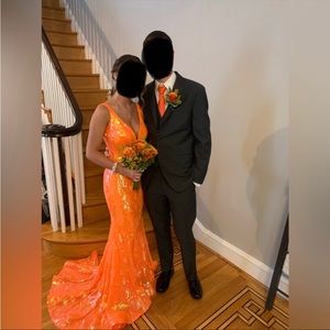 Neon Orange Jovani Prom Dress